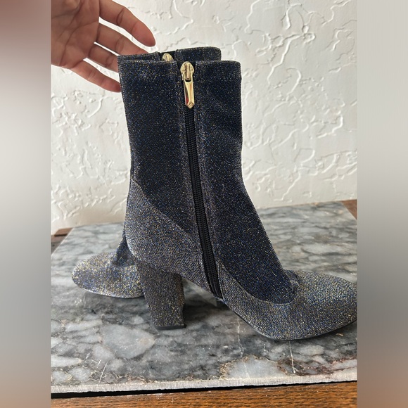 Sam Edelman Boots Calexa Ankle Block Heel Sparkle Blue BNWT Size 6 - Picture 7 of 12